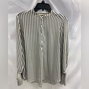 Ann Taylor Factory White and Black Long Sleeve Blouse